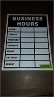 STACK PLASTIC BUSINESS HOURS SIGNS 16 X 12"