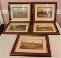 5 Framed Hunt Scene Prints, made in England by