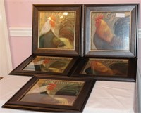 7 Piece - 5 Framed Decorator Rooster Wall