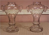 Pair of Clear Urn Formed Vase, 14"