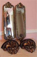 Pair of Decorator Mirrors, with Fleur De Leis