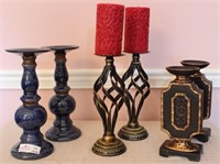 3 Unmatched Pair of Candle Stands - Ceremic 10