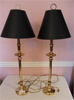 Pair of Brass Candlestick Lamps, 34"H