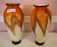 Pair of Art Glass Vase, 16"H