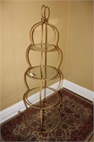 Brass 4 Tier Glass Shelving with Brass Rope