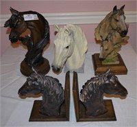 4 Unmatched Pieces of Equine Art - 3 Busts / Pair