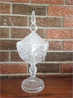 Vintage Tall Cut Glass (Crystal?) Candy Jar