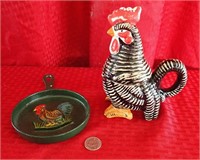 Vintage Rooster Shaker & Cup Combo With Mini Pan
