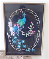 Vintage Framed Peacock Picture