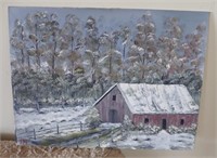 Vintage Painting of Barn - HMF
