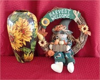 Large Sunflower Vase & Harvest Welcome Decor