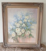 Vintage Painting of Flowers - Signed Hedy