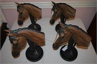 4 Ceramic Horse Head Decorator Items, 13"