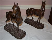 2 Cast Metal Horse Figurines, 14" x 16"