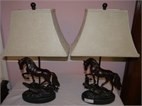 Pair of Composite Horse Figure Lamps, 26"H