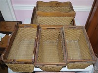 6 Decorator Baskets with Wood Frames