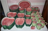 61 Pieces of Watermelon Items - 12 Oval Platters