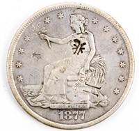 Coin 1877-S United States Trade Dollar Chop Mk.
