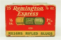 Vtg Box Of Remington 16 Gauge Shotgun Shells Slugs