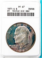 Coin 1971-S Ike $ Tripple Die Obverse Certified!