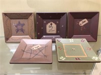 5- 4in x 4in Inspirational Square wooden Plates
