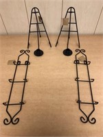 4pcs Hearthside Black Metal Plate & Candle stands