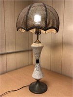 31in Retro Lamp with Wicker Shade