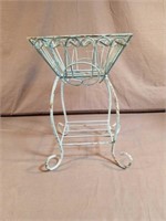 Rustic Baby Blue Flower Pot Stand w/ Lower Rack