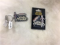 Disney Star Tours pin and Key Chain Matching