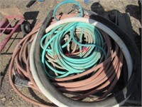 Assorted Garden Hoses with Red Lion Pump