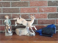 Trio of Figurines - Vintage Deer Planter & More