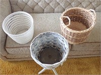 Trio of Wicker Baskets - Plant Stand