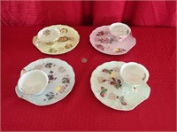 Set of 4 Lefton China Cups and Plates