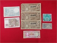 Lot  of Old Currency & Lottery Tickets...6 Pcs.