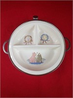 Vintage Porcelain and Metal Baby Dish 1930