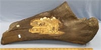 Large mammoth bone with inlaid fossilized ivory de