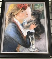 French elegant lady with poodle having a conversat