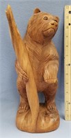 Imported carved wood bear, 12" tall     (g 22)
