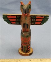 Casper Mather totem pole, 5.5" signed and dated 19