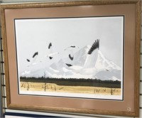 25 1/2" x 31 1/2" double matted framed, singed num