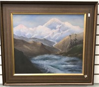 24" x 27" vintage framed, original oil on canvas o