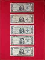 Five 1957 Silver Certificates