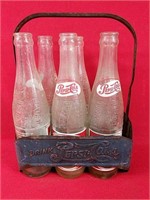 Vintage Pepsi Cola Carrier With Pepsi Bottles