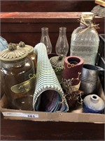 BOX OF LODGE DECOR W/ CANISTERS