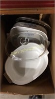 BOX OF PYREX AND CORNING WARE