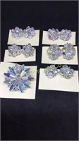LOT OF 9 VINTAGE IRIDESCENT PINS & EARRINGS