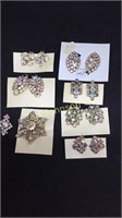 LOT OF 12 VINTAGE IRIDESCENT PINS & EARRINGS