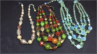 LOT OF 6 VINTAGE BEADED NECKLACES
