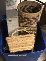 LOT OF BASKETS AND BASKET MAKING SUPPLIES