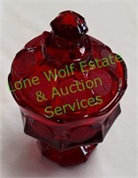 Vintage Fostoria Coin Glass Ruby Red Candy Dish